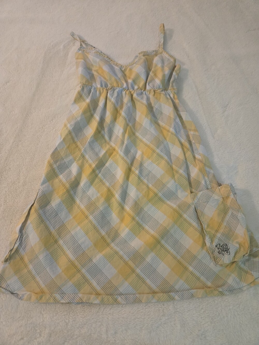 Roxy Yellow and Light Blue Plaid Sundress